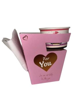 200 Boxes with sauce pot holders and napkin clips - 1300 ML - 255 gm2 anti-grease cardboard - 14x9.1x13 cm - PINK and GOLD