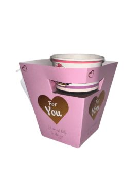 160 Boxes with sauce pot holders and napkin clips - 255 gm2 anti-grease cardboard - 16x11x15 cm - PINK and GOLD