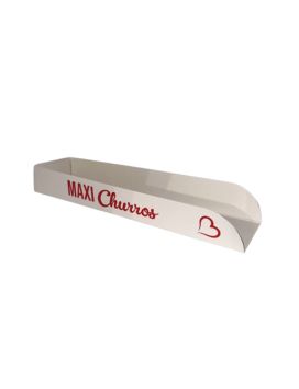 caixas de 2000 Maxi Churros vermelho e branco listrado - caixa anti-gordura - 255 gm2