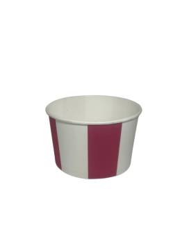 500 Ice Pot 350 ml in pink and white striped cardboard