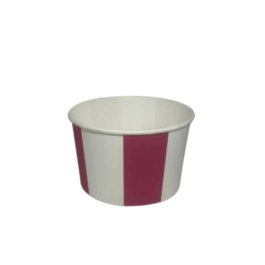 500 Ice Pot 350 ml in pink and white striped cardboard