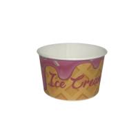 500 Pot à glaces ice cream 390 cc en carton Rose avec dessin gaufrettes orangé