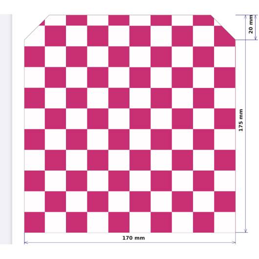 2500 Anti-fat sachets open on 2 sides for donuts, kebabs, burgers - pink checkerboard